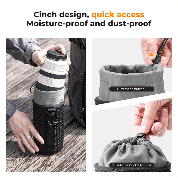 K&F CONCEPT 4 Pack Camera Lens Pouch Set, Drawstring Lens Protective Bag - Image 4