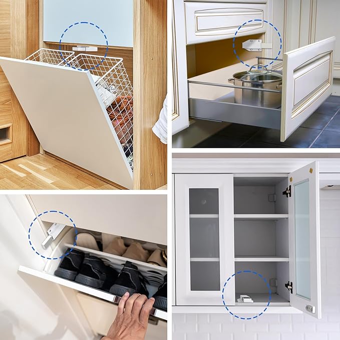 Magnetic Push Latch Heavy Duty Jiayi Push to Open Cabinet Hardware Magnetic Touch Latches for Large Door Push Release Latches Kitchen Drawer Push Catch Press Out Latch (White, 2 Pack)