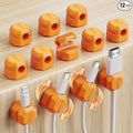 12 Pack Rotatable Cable Clips,Spring Cord Organizer Desk Cable Management Cord Holder Adhesive Phone Charger Cord Clips for Home Office Car Wall Nightstand Accessories Orange