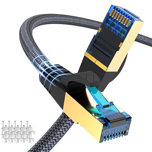 Cat 8 Ethernet Cable 25ft, Indoor Nylon Braided Cat 8 Cable, Heavy Duty 26AWG by Ciwoda