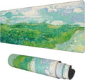 Desk Mat, Field Landscape Oil Painting Extended Gaming Mouse Pad Large, 31.5"x11.8" Big Mouse Pad with Non-Slip Base and Stitched Edge, Long Computer Keyboard Mouse Mat for Home Office Work