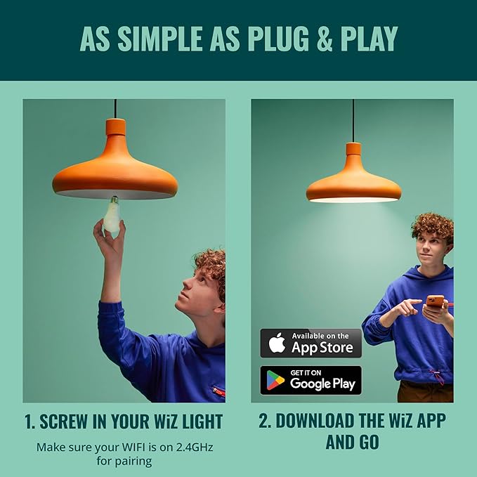 WiZ Connected 60W G25 Tunable White Filament Smart Light Bulbs - E26 LED Bulb - Control with Voice or App + Activate with Motion - Matter Compatible - 1 Pack