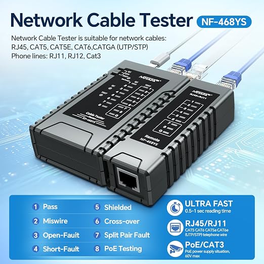 NOYAFA NF-468YS Network Cable Tester, Ethernet Cable Tester - Image 2