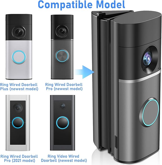 Pyfhy R/ing Doorbell Angle Mount Adjustable 35 to 55 Degree Compatible with Wired Doorbell Pro/Plus, Camera Door Mount Wedge Kit, Left/Right Universal Installation Corner Holder for Apartment Door
