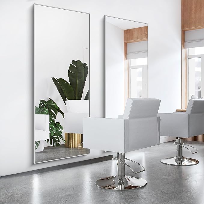 30x72inch Bathroom Mirror, Silver Rectangle Mirror with Thin Metal Frame, Large Rectangular Wall Mirror for Bathroom, Living Roomm, Hair Salon, Big Farmehouse Mirrors Hang Horizontal/Vertical