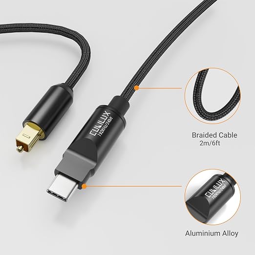 Cubilux USB C to TOSLINK Optical Audio Cable, Unidirectional Type C to SPDIF - Image 6