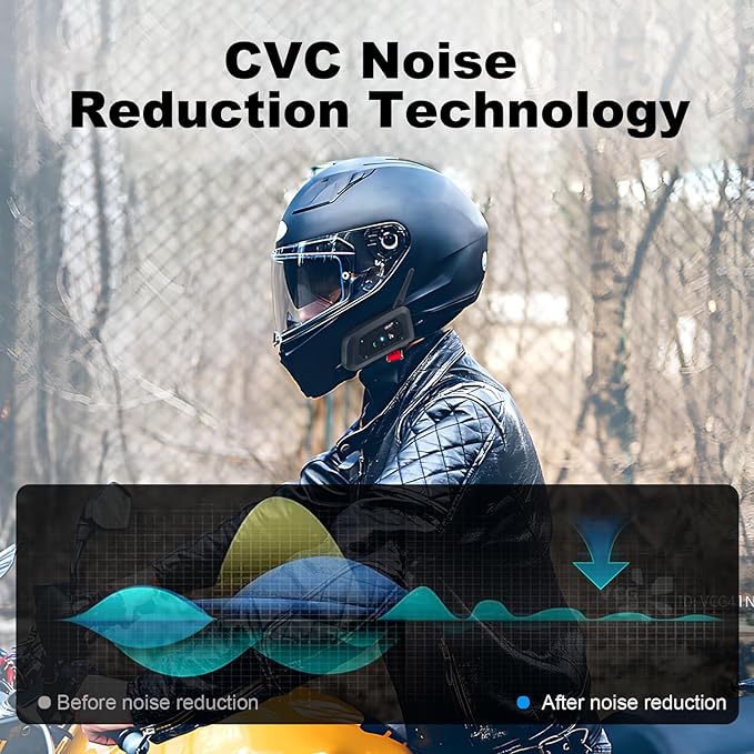 EJEAS V6 Pro Motorcycle Bluetooth Headset, Upgraded 2 Riders Intercom Helmet Communication System with Auto-Answering Call and Noise Reduction for Motorcycling Skiing and Climbing (2 Pack)