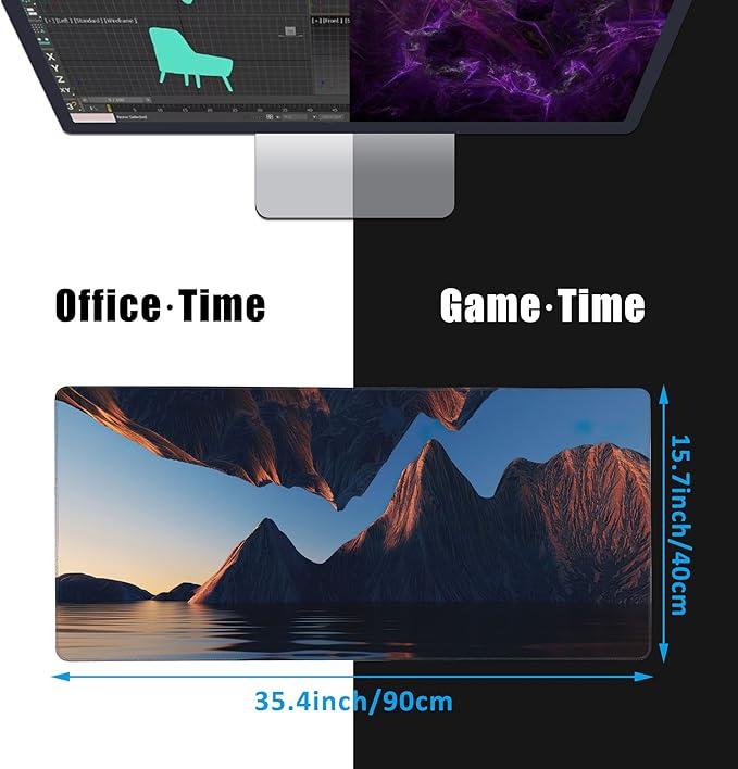 EOBKLAX Fantasy Landscape Large Gaming Mouse Pad,Waterproof Desk Mat for Desktop,Non-Slip Rubber Base Mousepad with Stitched Edges for Laptop Office and Home 35.4X15.7 Inch