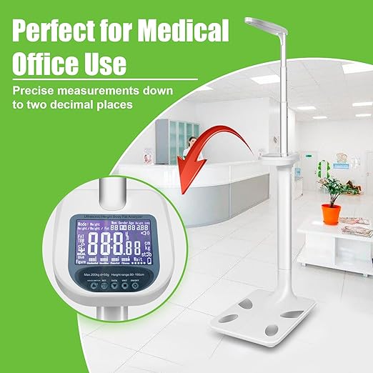 Smart Digital Physician Scale, 440lb/200kg Capacity Medical Scale for Body Weight and Height, Ultrasonic Digital Scale with BMI Body Composition Analyzer for Gym, Home, Hospital & Physicians