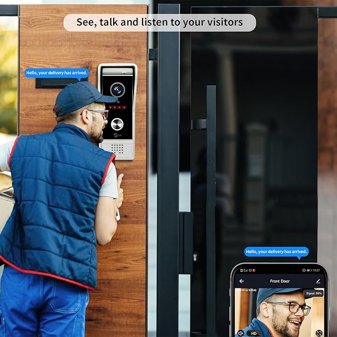 Video Doorbell Intercom System,7 Inches Touch Screen Video Doorbell Door Phone System,Support Remote Unlock, Dual-Way Intercom,Night Vision for Villa House Office Apartment (1-Camera + 3-Monitor)