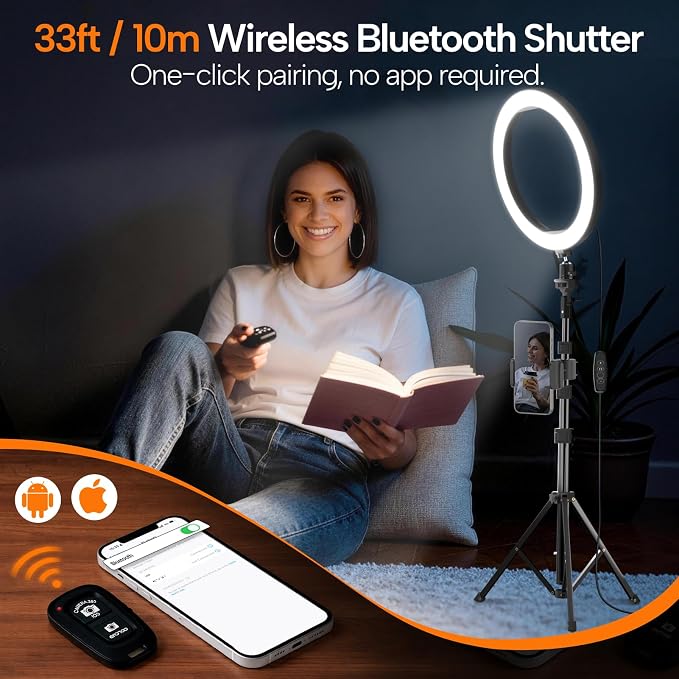 EMART 10" Ring Light with 55" Extendable Tripod Stands and Phone Holder - Image 6