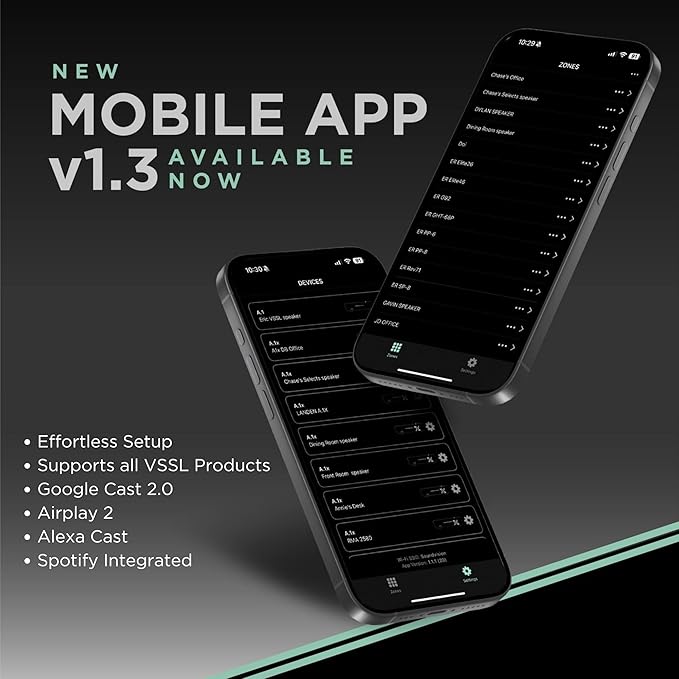 VSSL A.3X 6-Channel, 3 Zone, Audio Streaming Amplifier, Compatible with AirPlay 2, Chromecast, Amazon Alexa, Spotify Connect, Bluetooth| 6 Channel Whole Home Audio Amp | Multiroom Audio Controller