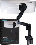 ULTRARM Heavy Duty Monitor Arm for Ultrawide Monitors up to 57" and 44 lbs, Single Desk Stand, Pneumatic Height Adjustable, Modular Extension Arms - Max VESA 100x100, Black, MA20P-S