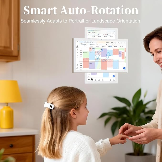 Digital Calendar, 21.5 inch Wall Planner & Chore Chart, FULL HD Interactive Touchscreen Display, Portable Smart Family Organizer, Event Planner, Perfect for Family Schedules - Wall Mountable in Portrait or Landscape, No Subscription
