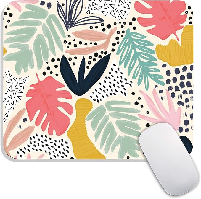 Armanza Square Mouse Pad Tropical Plants, Personalized Premium-Textured Custom Mouse Mat Design, Washable Mousepad Cloth, Non-Slip Rubber Base Computer Mouse Pads for Wireless Mouse