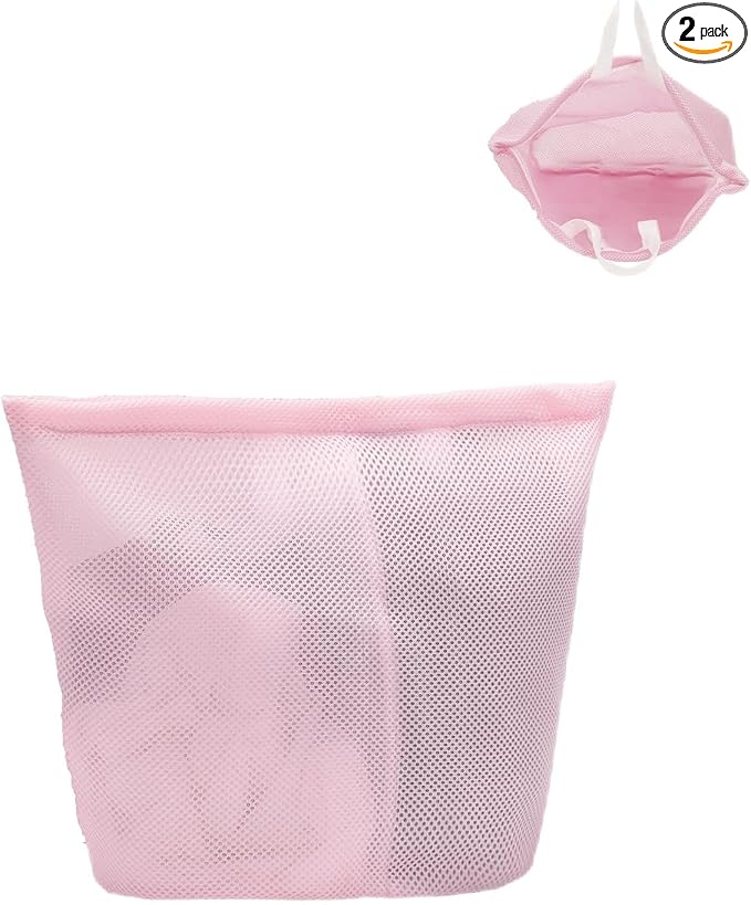 Guozcaray laundry bag with handles mesh laundry bags washing machine laundry totes travel storage and sorting bag for Clothes laundry bag for delicates(Pink)