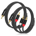 HOSONGIN RCA Y Splitter Cable, 6.6ft, 2 Pack, Gold-Plated, Noise-Free Durable Braided Audio Cable, 1 Male to 2 Male Adapter for Subwoofers, Amplifiers, TVs, Home Theater, Hi-Fi Systems