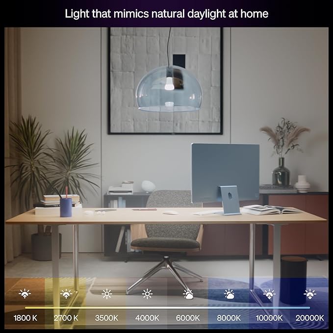 Philips Hue Smart LED A19 Bulb, White & Color Ambiance, E26 Base, 7.2W, Full Spectrum Light 1000K-20000K, 810 Lumens, Dimmable LED Bulbs, Works with Alexa, Google,& Apple Home, 3pk