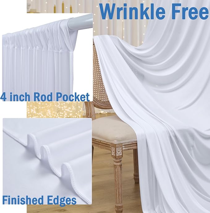 20ftx12ft Wrinkle Free White Backdrop Curtains - Image 3