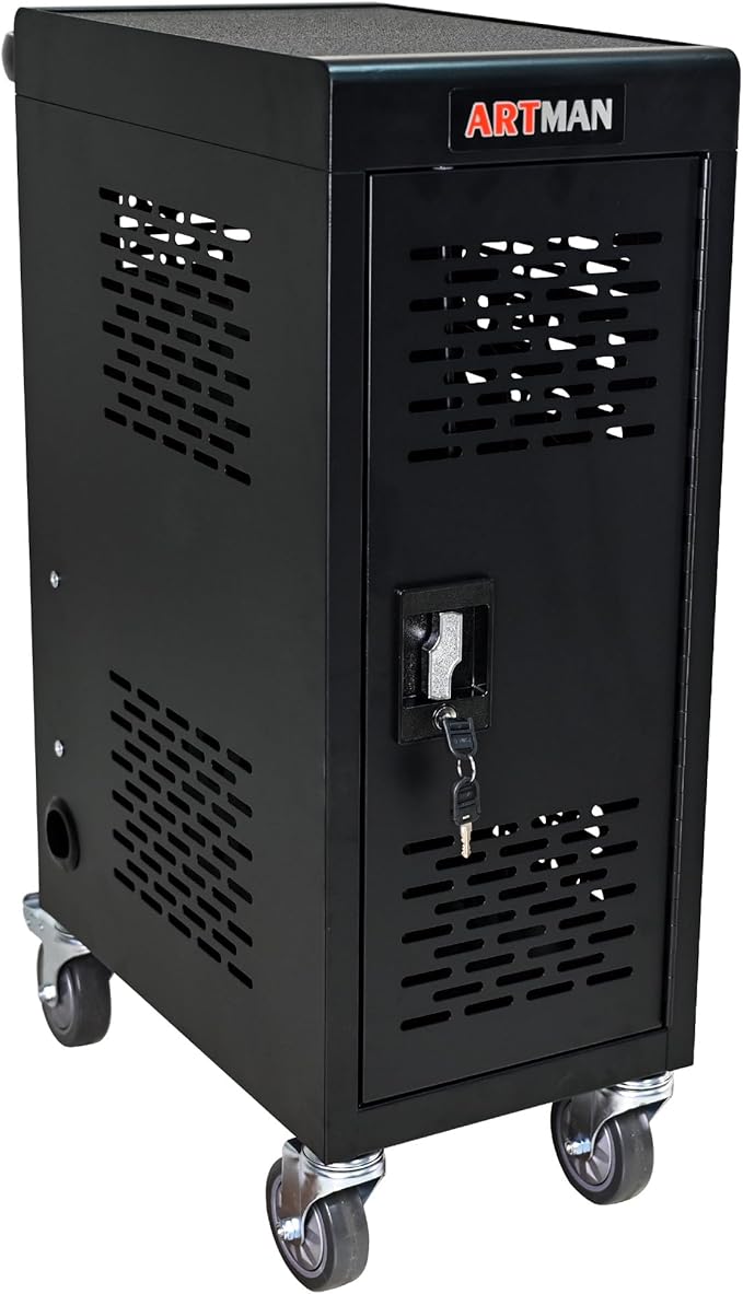 16 Device Mobile Charging Station for Laptops/Tablets/iPads/Chromebooks,16 Bay Lockable Charging Cabinet with Cable Management & Power Strip Included, Laptop & Tablet Storage Carts,Easy Assembly