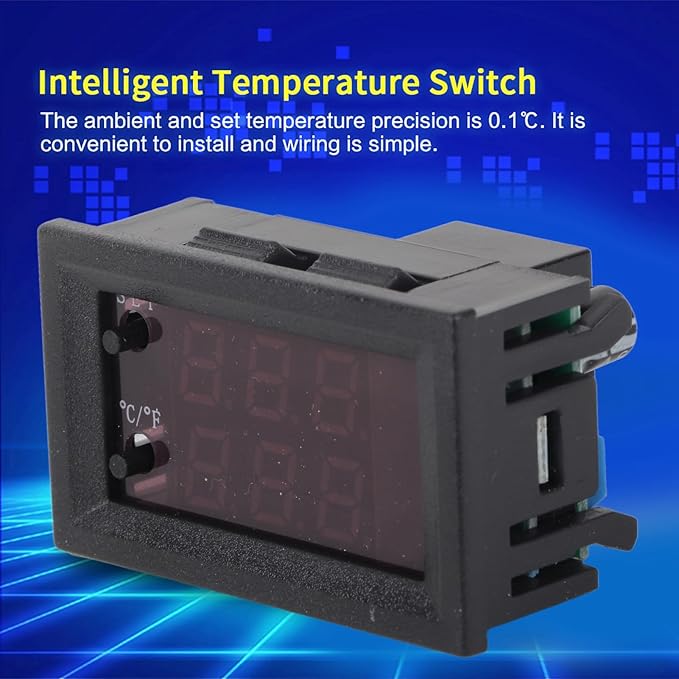 Fayelume Temperature Controller, Digital Display DC 12V Thermostat, -50 to 110 Celsius Programmable Temperature Sensor for Home, Heater, Equipment Case