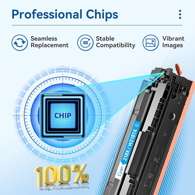 218X 218A Toner Cartridges 4 Pack 3301fdw with Chip Compatible Replacement for HP 218X 218A Color LaserJet Pro MFP 3301cdw 3201dw 3301sdw Printer W2180X W2180A High Yield (Black Cyan Yellow Magenta)