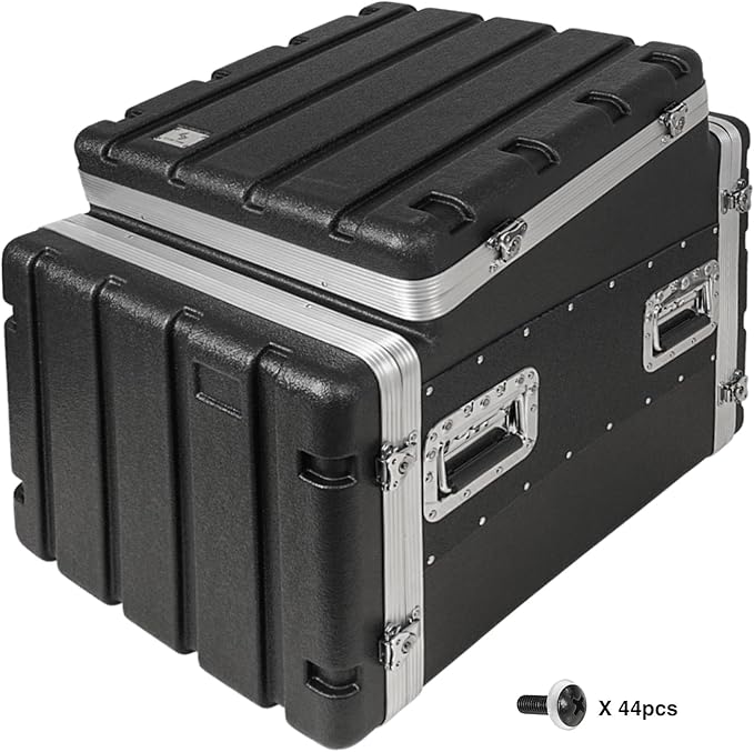 Sound Town Lightweight and Compact 8U ATA ABS Rack Case, with Slant Mixer Top, Casters, 21" Depth, 10U Top and 8U Side Spaces (STMR-A10X8UW)