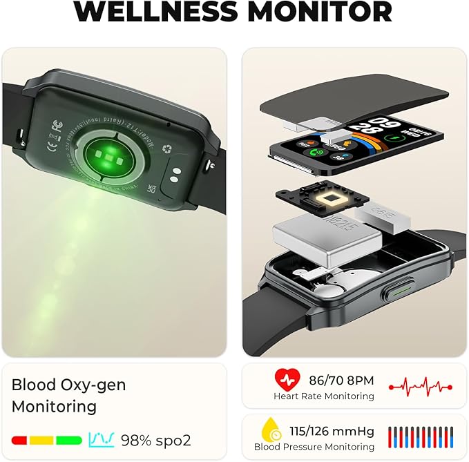 Fitness Tracker (Answer/Make Call)，Smart Watch 24/7 Heart Rate Spo2 Blood Oxygen Monitor Sleep Tracker, 120 Sports Modes Pedometer Calorie Step Tracker, Waterproof Activity Tracker for Women Men Black