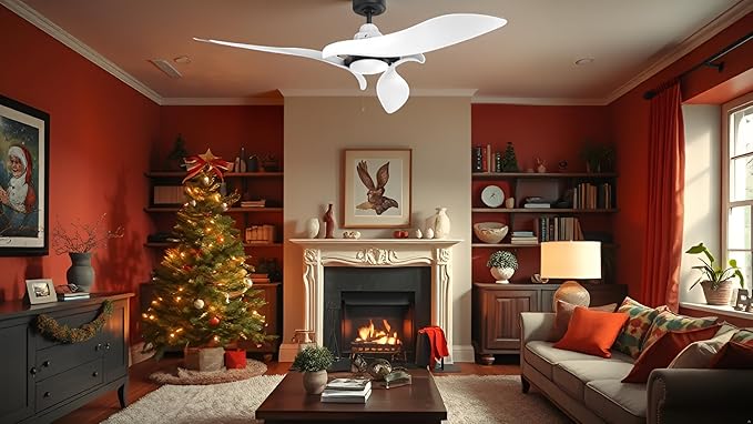 AEROFANTURE 54 Inch White Ceiling Fan, Quiet DC Motor with Remote, 6 Speeds and Reversible Airflow, Modern Indoor Fan for Bedroom or Living Room