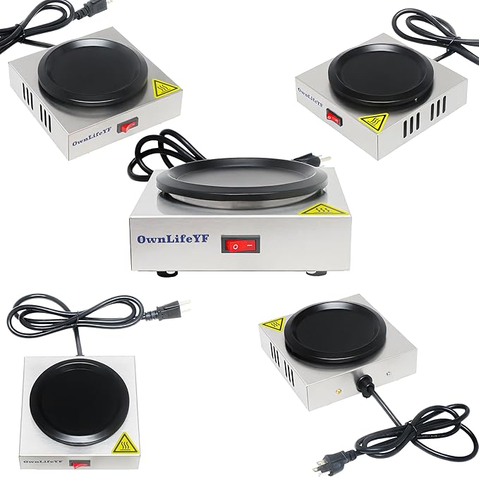 Commercial Coffee Warmer, 60W 176℉ Single Burner Decanter Warmer Plate, Stainless Steel Portable Warmer Single Burner, for Cafe, Break Room, Buffet and Commercial Use