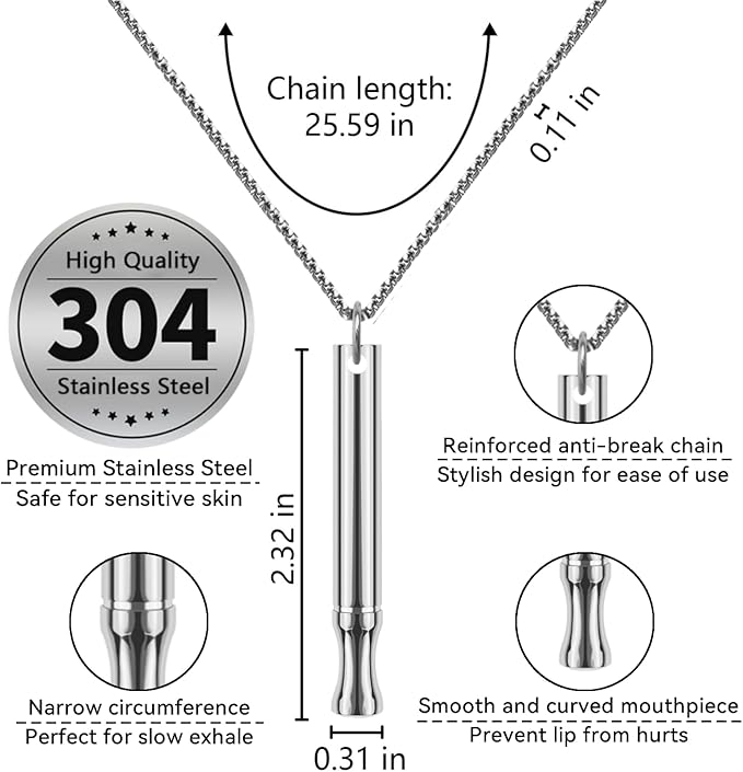Replace Bad Habit Flavored Air Necklace with 12pcs Refillable Cores in 4 Flavors, Habit Support Refreshing Necklace for Stress Relief Sensory Fidget for Adults (Silver)