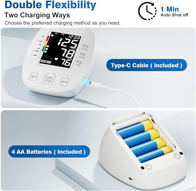 Blood Pressure Monitors for Home use, Automatic Digital BP Machine, Adjustable Upper-Arm Blood Pressure Cuff(8.7'' -16.5''), Large Clear LCD Backlit Display&HR Detection, 2x99 Sets Memory