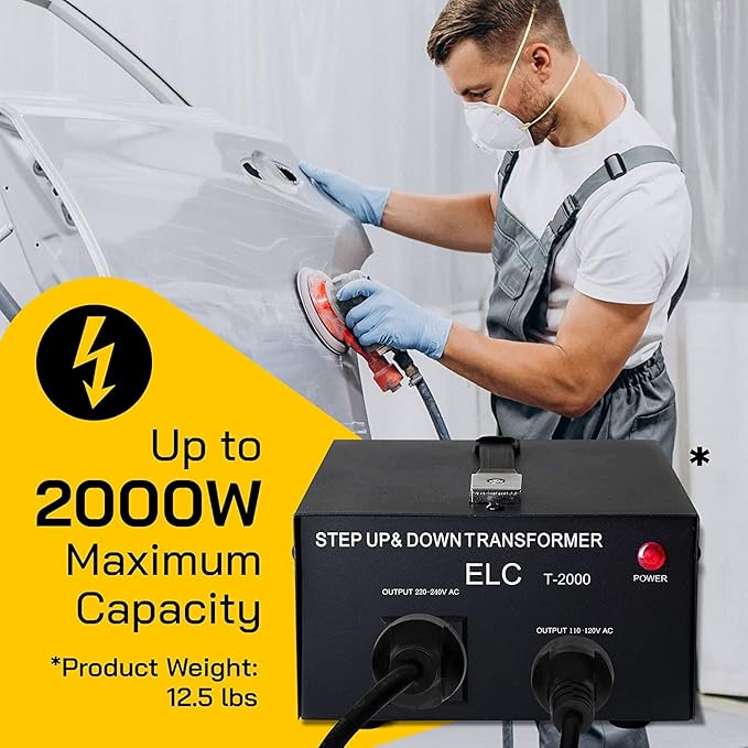 ELC T Series 2000+ Watt Voltage Converter Transformer - Step Up/Down - 110v to 220v / 220v to 110v Power Converter - Circuit Breaker Protection, CE Certified [3-Years Warranty]