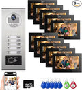 Wired Apartment Video Intercom System,1080P HD Video Doorbell, Compatible with 10 Units 7-inch Touchscreen,Supports Motion Detection,Two-Way Audio,Tuya Smart Home