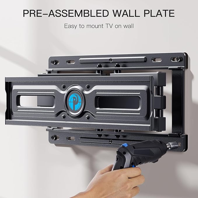 Pipishell TV Wall Mount, Full Motion Wall Mount with Dual Arms, Swivel, Extension for 26-65 inch Flat or Curved TVs up to 99 lbs, Max VESA 400x400mm, 3 Bracket Heights, Fits 12″/16″ Wood Studs, PIMF4