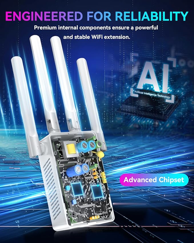 2026 New WiFi Extender Internet Booster for Home, Long Range up to 18ksq.ft, Wireless Internet Repeater Routers Signal Amplifier for Home, 15X Speed Access Point Ethernet Port, Mesh WiFi, 1-Tap Setup