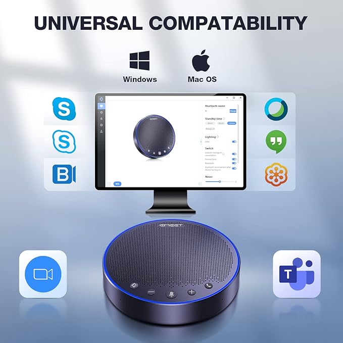 EMEET M3 Conference Speaker and Microphone, Zoom Certified Bluetooth Speakerphone with 4 AI Mics 360° Voice Pickup, 18H Talk Time, USB 2.0&Bluetooth 5.0 with Daisy Chain for 20 People for Zoom Teams