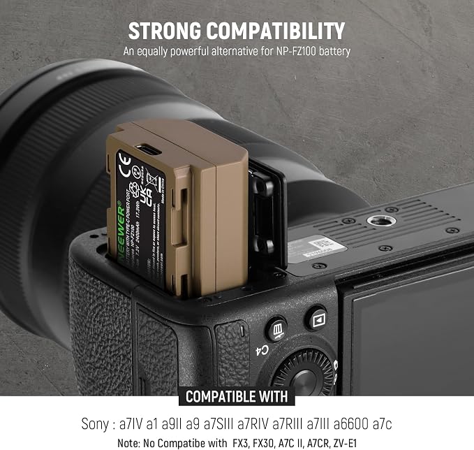 NEEWER 2400mAh NP-FZ100 Replacement Battery, Rechargeable Camera Battery - Image 2