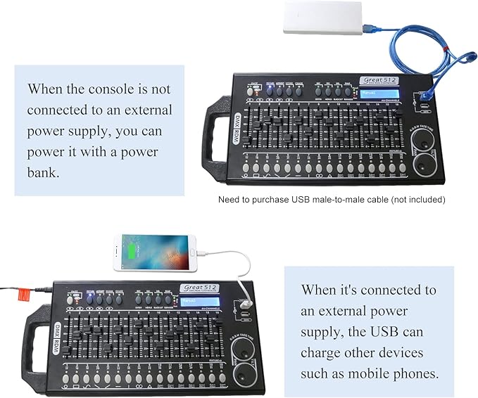 DMX 512 Stage Light Controller - 512 Channel DMX Lights Controller with Built-in Program and RDM Dip Switch Function