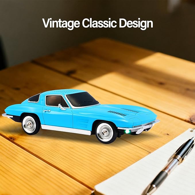 WSTER Retro American Style car Bluetooth Speaker, Portable Wireless Outdoor Speaker, TWS Stereo, Support USB/TF/AUX, Party Bluetooth Speaker with Microphone,Classic car Gifts for Men(Blue)