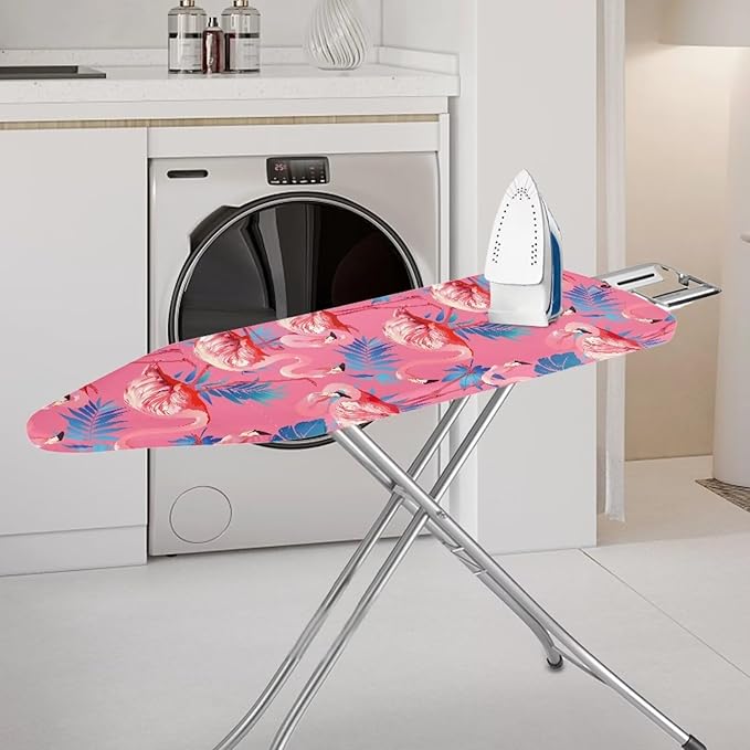 ZCFYGDX Flamingo Palm Leaf Print Ironing Board Covers (18 x 58 in) Hook & Loop Elastic Edge Easy to Install, Scorch Resistant,Lightweight & Breathable Anti-Slip & Wear-Resistant Home Size-2XL