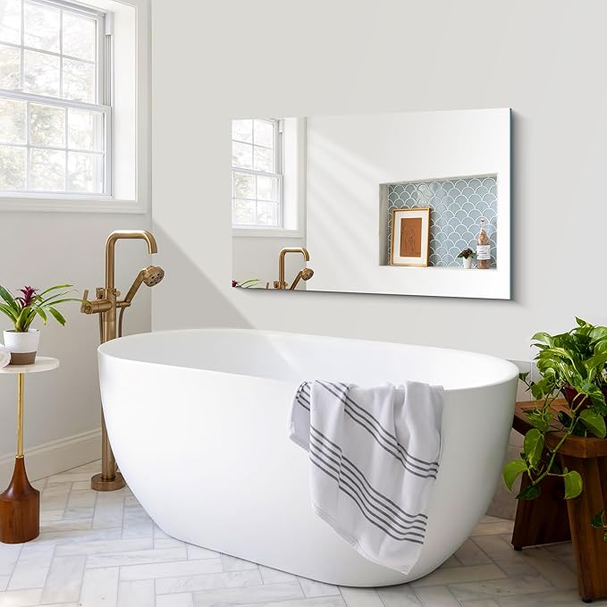 CILIBER Frameless Mirror, 24x40 Inch Rectangle Bathroom Mirrors for Wall, Upgraded Shatterproof Large Vanity Mirror Over Sink with Polished Edge for Bathroom, Bedroom, Living Room and Entryway