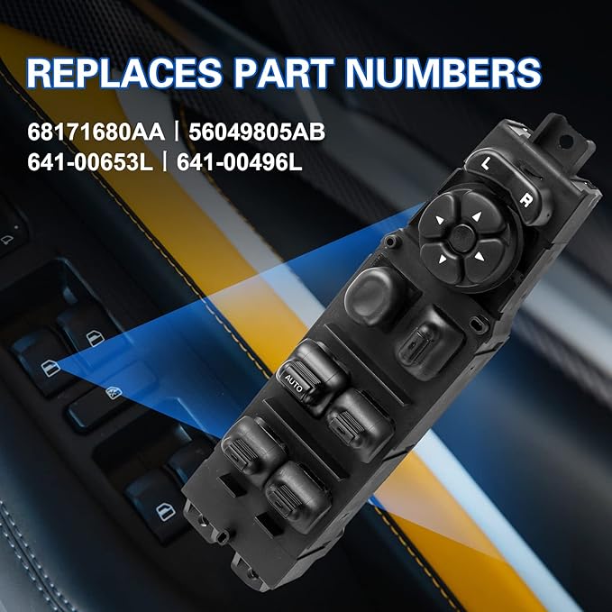 LCWRGS Master Power Window Switch Fits for 2002-2010 Dodge Ram 1500 2500 3500, 2001-2004 Dakota, 2001-2003 Durango, 2005-2009 Sprinter 2500/3500, 56049805AB