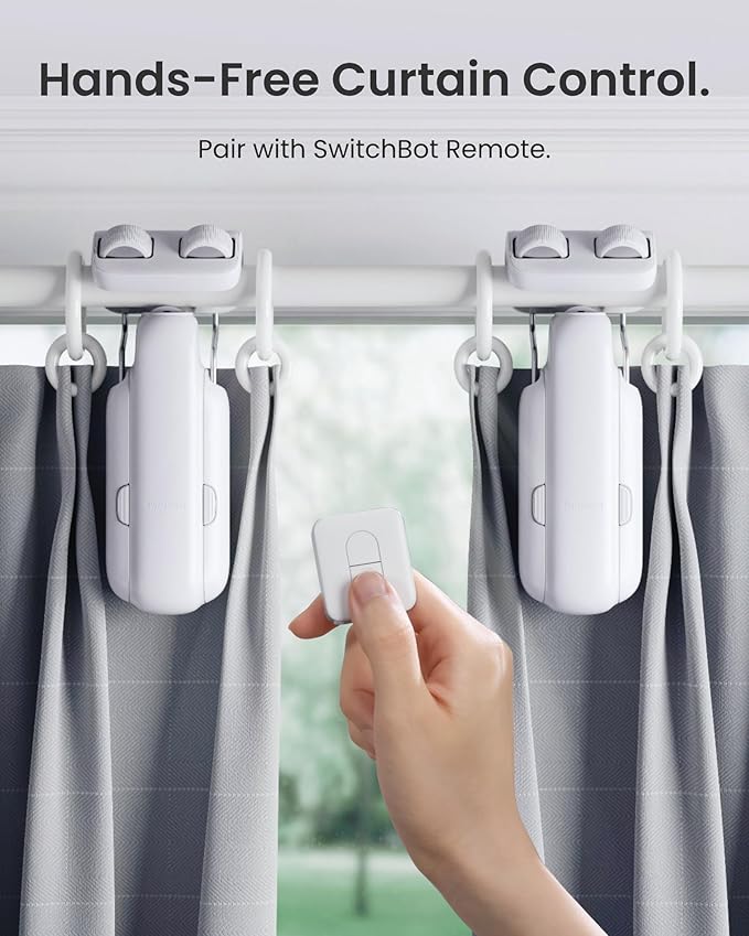 SwitchBot 2025 Automatic Curtain Opener 3 Rod- with Remote, WiFi&Smartphone Control, Upgraded High-Performance, Add Hub to Compatible with Alexa, Google Home, HomeKit (2025 Curtain Opener)