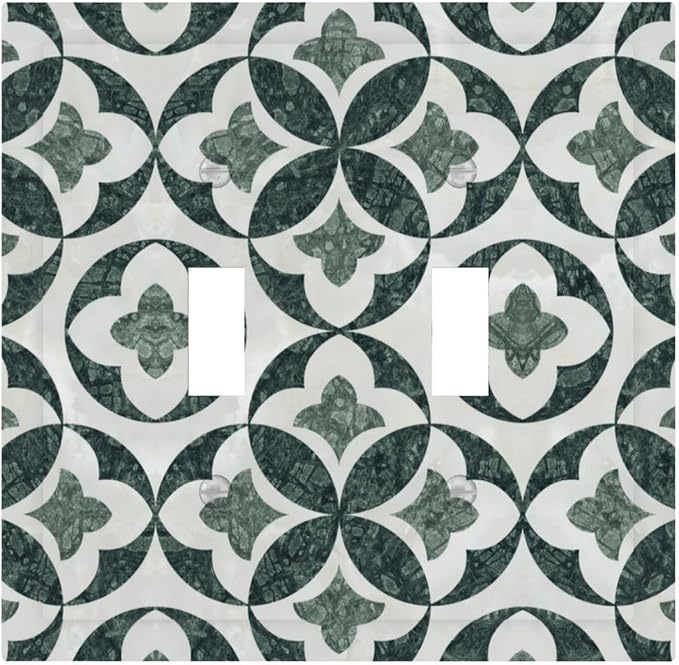 Bvtewkhz Green Luxury Modern Cubic Marble 2 Gang Double Toggle Decorative Light Switch Covers Electrical Faceplate Switch Plates for Bathroom Kitchen Home