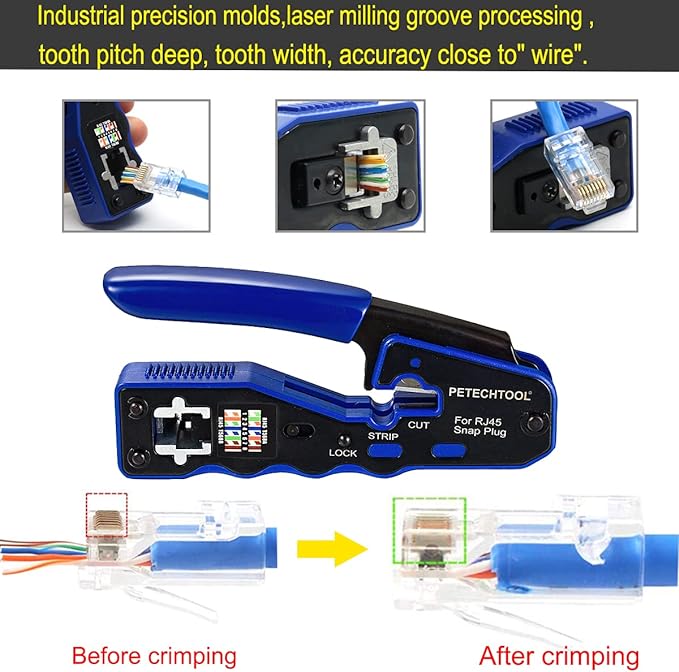 RJ45 Crimp Tool Kit Ethernet Crimping Tool Wire Crimper Stripper Cutter - Image 3