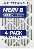 Filter King 6.5x12.5x1 Air Filter | 4-PACK | MERV 8 HVAC Pleated A/C Furnace Filters | MADE IN USA | Actual Size: 6.5 x 12.5 x .75"