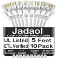Jadaol Cat 6 Ethernet Cable 5ft 10Pack, Outdoor&Indoor, 10Gbps Support Cat8/7 by Jadaol