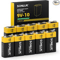 9V Batteries 10 Pack Carbon Zinc 6F22 Square 9 Volt Battery by Unknown