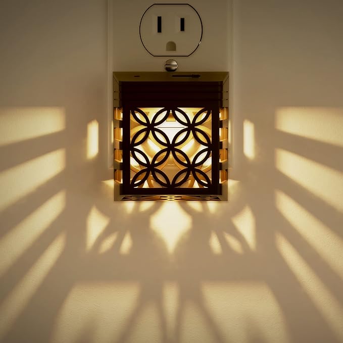 DORESshop Plug-in Night Lights [2 Pack], Dusk to Dawn Sensor, Adjustable Brightness, Decorative Nightlight for Bathroom, Hallway, Stairway, Soft White